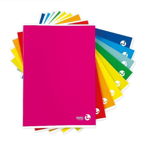 BE MORE COLOR BASIC QUADERNO PUNTO METALLICO 80GR 210X297 mm A4 40 FOGLI A QUADRETTI 4F COLORI ASSORTITI CONF 10 Pz.
